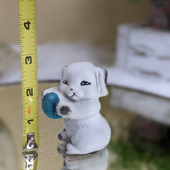 Miniature Puppy Dog Ball Bisque Figurine - Picture 3 of 5